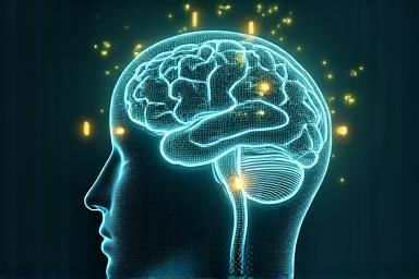 Curated digital content flowing into a stylized brain icon, representing quality and insights