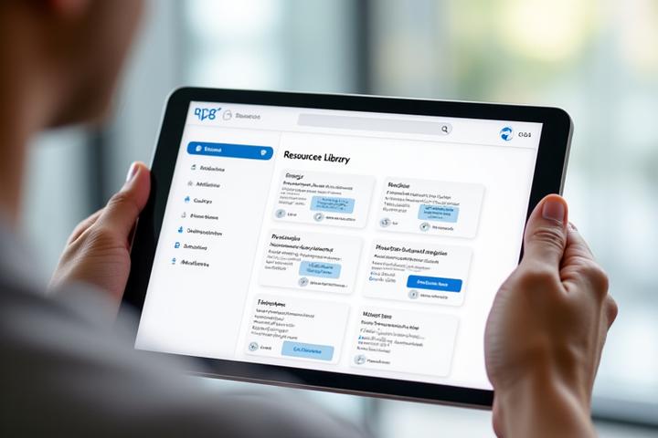 Screenshot of a digital resource library interface with various downloadable materials